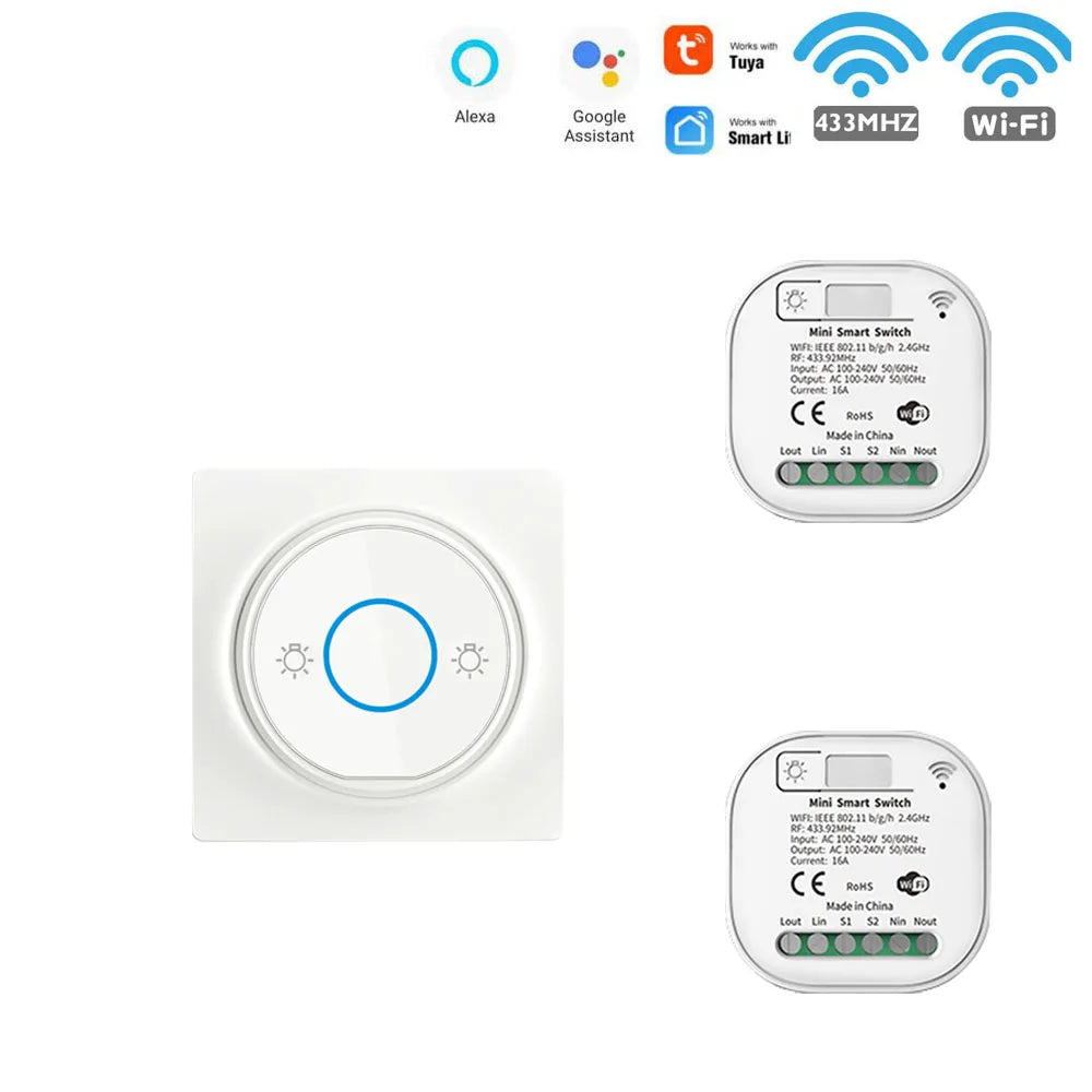 Smart Home WiFi and RF Smart Light Switch Kinetic Wireless Self Powered Wall Switch Remote Control 2Way Timing Module 220V 16A