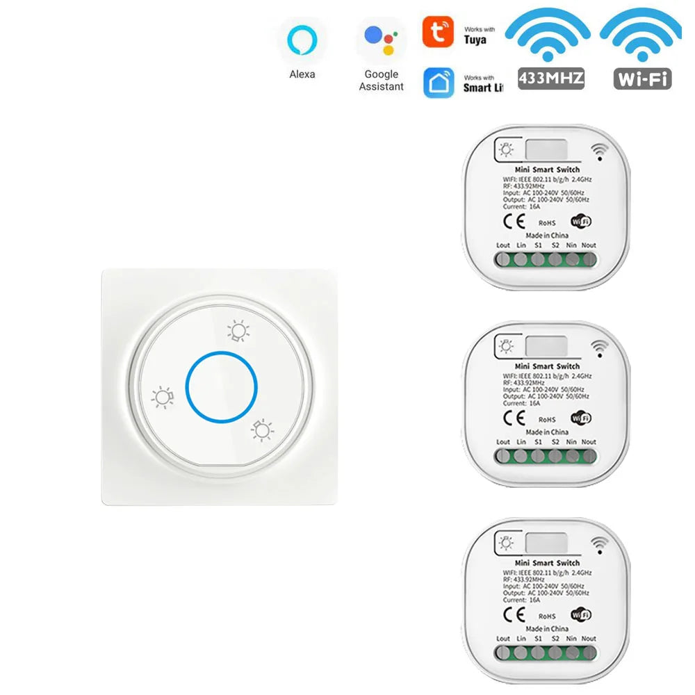 Smart Home WiFi and RF Smart Light Switch Kinetic Wireless Self Powered Wall Switch Remote Control 2Way Timing Module 220V 16A